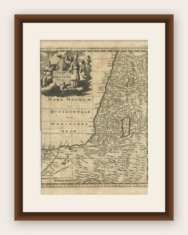 Antique Map of the Holy Land, c.1710, shown framed