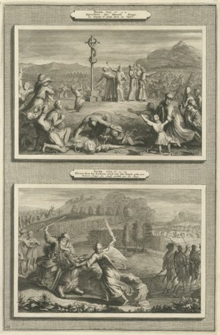 The Brazen Serpent and Balaam's Ass Stopped by the Angel, Mortier circa 1700