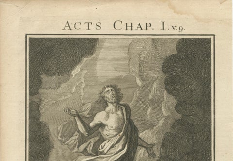 Christ's Ascension Engraving, Acts I Ascension Scene c.1735, close-up 1