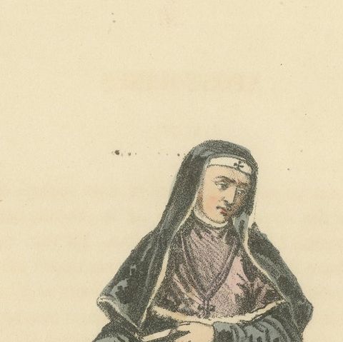 Apostoline, 1862 Hand-Colored Lithograph of an Apostoline Nun, close-up 1