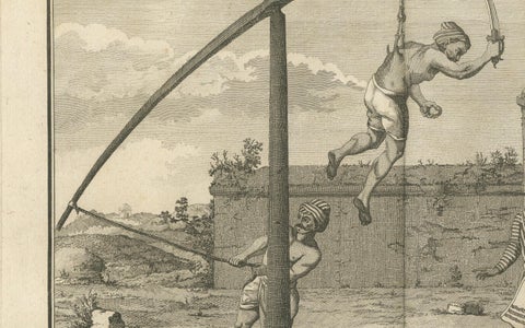 Hindu Hook-Swinging Ceremony in Honor of Mariamman, Engraving, 1806, close-up 3
