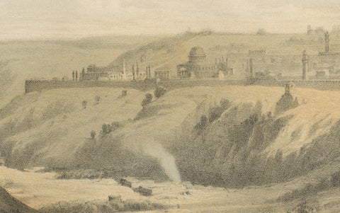 Rare Chromolithograph of the Mount of Olives and Gethsemane near Jerusalem, 1862, close-up 2