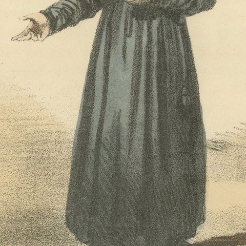 Apostoline, 1862 Hand-Colored Lithograph of an Apostoline Nun, close-up 2