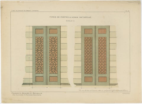 Seljuk Geometric Door Designs of Konya, Islamic Architecture, Raymond 1924, view 2
