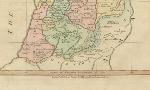 The Land of Promise, Elegant Hand-Colored Biblical Map of Canaan, London 1827, close-up 5