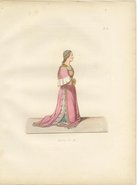 Florentine Grace, Jewish Scholar & Renaissance Notary in Costume, Print of 1845, view 2