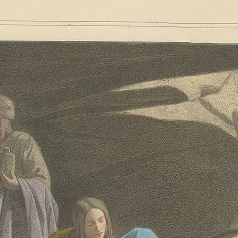 Antique Religious Print 'No. 37' The Burial of Jesus Christ, circa 1840, close-up 1