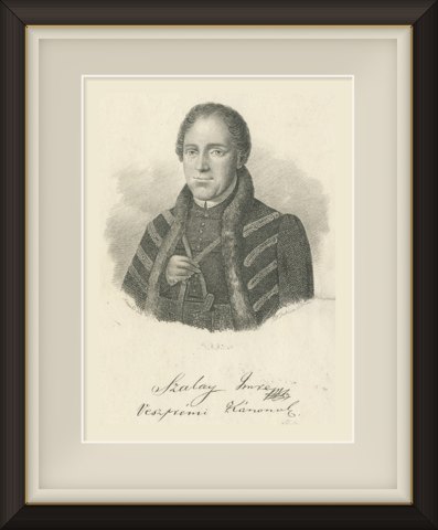 Imre Szalay, Canon of Veszprém, Engraved Portrait, Pest, circa 1840, shown framed