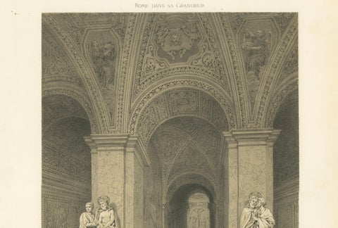 The Holy Staircase (Scala Santa), Rome, Sacred Interior Scene, 1868, close-up 5