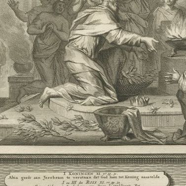 The Fall of Solomon and Ahijah's Prophecy to Jeroboam, Mortier, circa 1700, close-up 2