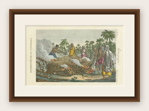 Traditional Hindu Funeral: Cremation of a Brahmin (1827), shown framed