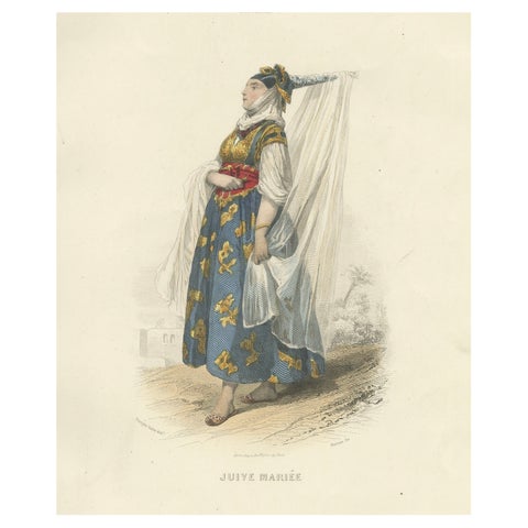 Jewish Bride Print Algeria 1853 by Compte-Calix, Hand-Colored Lithograph