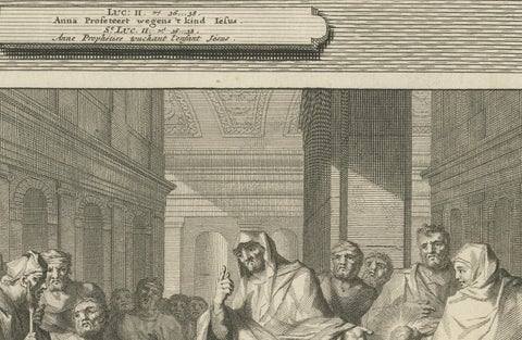 Presentation of Christ in the Temple & Prophetess Anna, Pieter Mortier, ca. 1700, close-up 1