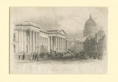 Post Office and St. Paul's Cathedral, London, Engraving by J. Shury, ca. 1850, close-up 5