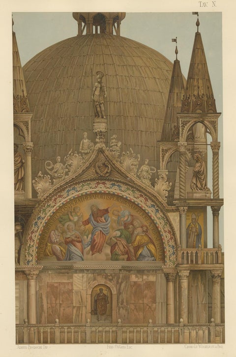 Pl. 16 Antique Print of the Portal of the Zen Chapel of the Basilica San Marco, view 2
