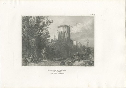 Antique View of the Ruins of Samaria, Holy Land Engraving, circa 1850, view 2
