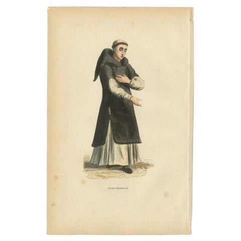 Antique Print of a Benedictine Monk, 1845, view 2