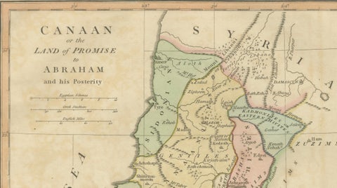 The Land of Promise, Elegant Hand-Colored Biblical Map of Canaan, London 1827, close-up 3