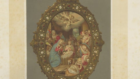 Antique Chromolithograph Monstrance Reiche Kapelle Munich Sacred Object, 1874, close-up 5