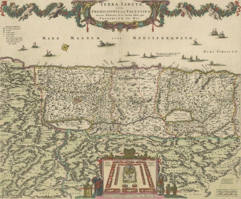 Frederic de Wit Map of Palestine, Terra Sancta, Amsterdam c.1670, close-up 1