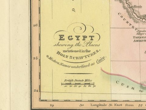 Antique Map of Egypt and the Nile in the Holy Scriptures, Wyld, 1823, close-up 1