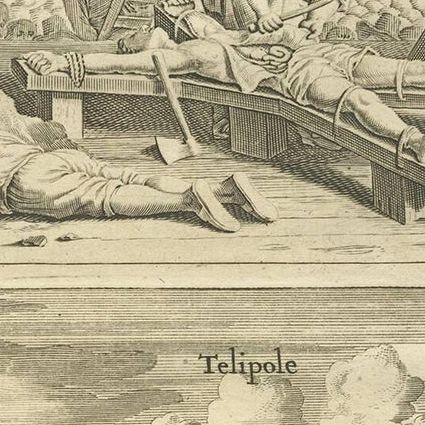 Antique Print of Punishment and the Church of Telipole Ceylon, Sri Lanka, close-up 1