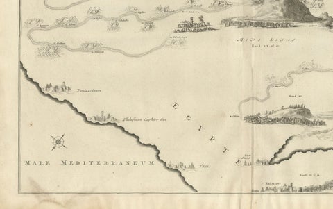 Decorative Map of the Holy Land, Wanderings of Moses by Pieter Mortier, ca. 1700, close-up 4