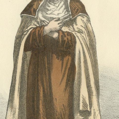 Carmélite, 1862 Hand-Colored Lithograph of a Carmelite Nun, close-up 2