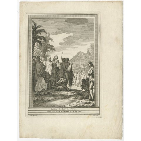 Antique Print of the Baptism of the King of Congo in Africa, 1747, view 2