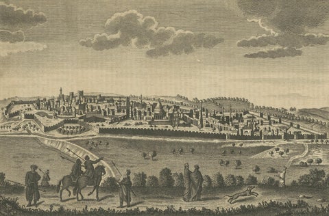 Antique View of Jerusalem Holy Land Engraving, Millar Geography, ca. 1760, close-up 2