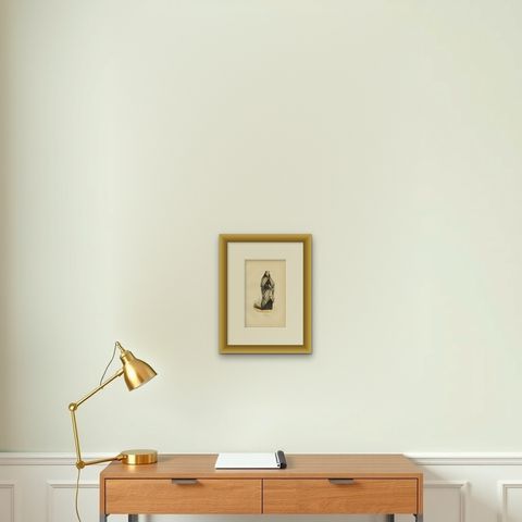 Antique Print of a Carmelite Monk in Old Handcoloring, 1845, shown framed on a wall, true to size