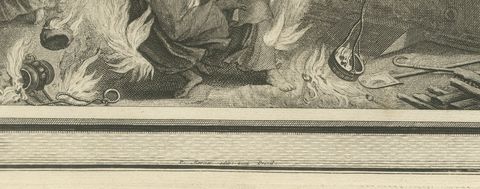 Fire Consumes Aaron's Offering and Death of Nadab and Abihu, Mortier circa 1700, close-up 1