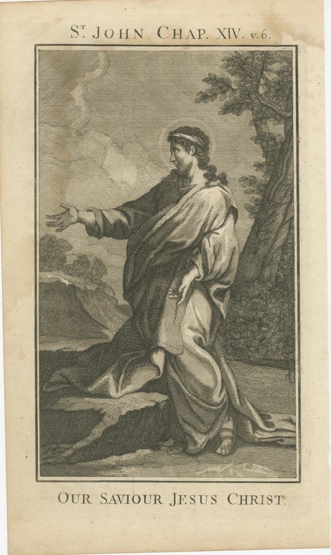 Jesus “I Am the Way”, John XIV Antique Engraving, c.1735, view 2