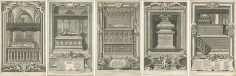 Westminster Abbey Monuments, Five English Engravings after Gravelot c.1730, view 9