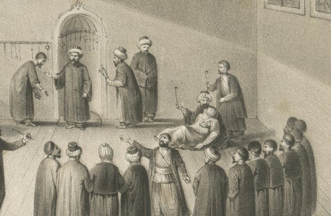 Islamic Ritual Print Whirling Dervishes Ceremony Scene V, 1863 Dutch Lithograph, close-up 2