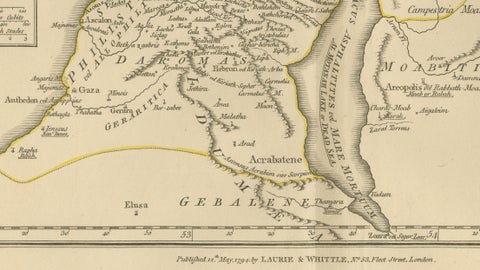 Antique Map of Biblical Palestine, Holy Land & Jerusalem Insets, c.1818, close-up 6