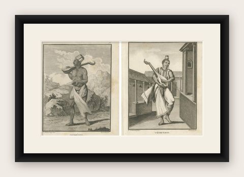 Hindu Sacred Musicians, Satadéven and Vaïche Navin, 1806, shown framed