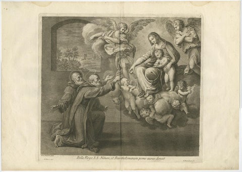 Scarce Plate of Saints Nilus and Bartholomew Kneeling for the Holy Virgin, 1762, view 2