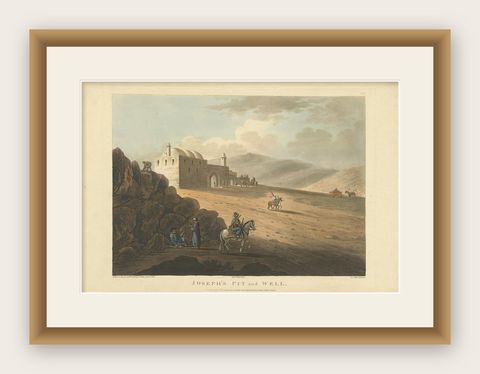 Joseph's Pit and Well, Aquatint of Jubb Yussef in Israel, 1803, shown framed