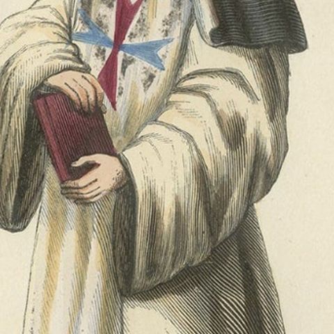 Antique Print of a Trinitarian Nun, 1845, close-up 3