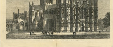 Antique Print of Wells Cathedral from the Illustrated London News, 1879, view 4