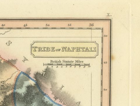 Antique Map of the Tribe of Naphtali, Wyld Scripture Atlas, 1823, close-up 1