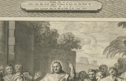 Calling of Saint Matthew & Raising of the Widow’s Son, Pieter Mortier, ca. 1700, close-up 1