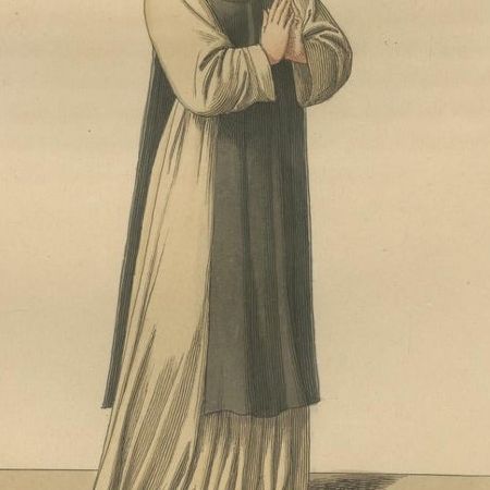 Servant, Dominican Nun and Young Lady in Traditional Italian Dress, 1845 Print, close-up 5