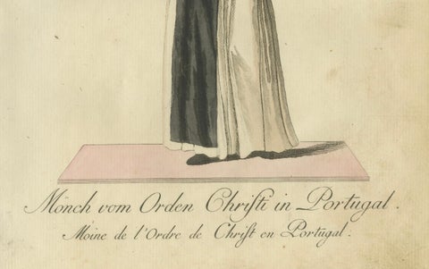 Monk of the Order of Christ in Portugal, Historic 18th-Century Engraving, close-up 1