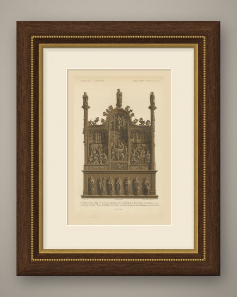 Carved Oak Retable from Saint Bavon, Ghent, Life of the Virgin, 1851, shown framed
