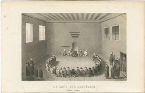Islamic Ritual Print Dance of the Dervishes Ceremony, 1863 Dutch Lithograph, view 2