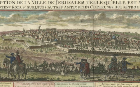 1720 Bird's-Eye View of Jerusalem with Historical Tombs and Key Landmarks, close-up 4