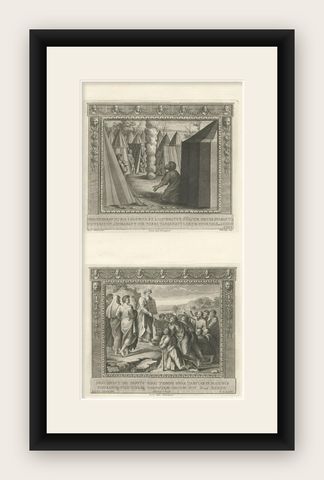 Antique Religion Print Depicting Moses Descending from Mount Sinai, C.1850, shown framed