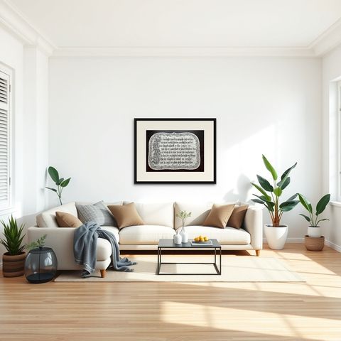 Unique 18th c. German Manuscript Broadside, Virgin Mary Devotional Poem, c.1750, shown framed in a room, true to size
